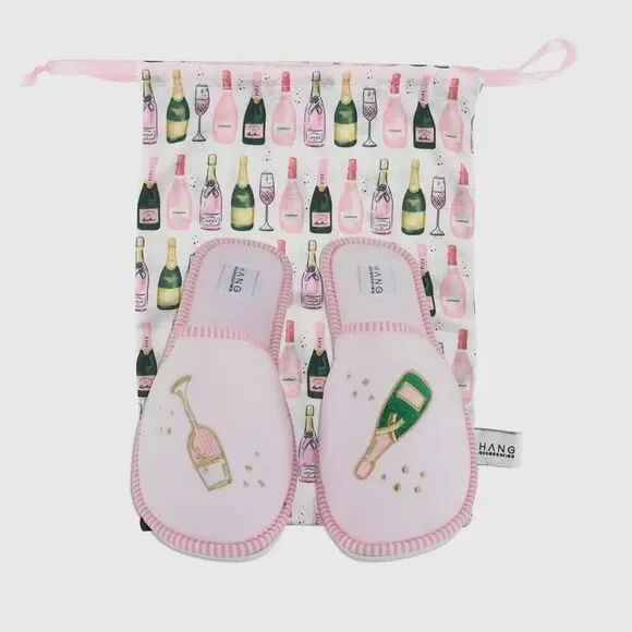 Champagne Lover’s Slipper And Pouch Set. Size large (10/11) - Picture 7 of 8